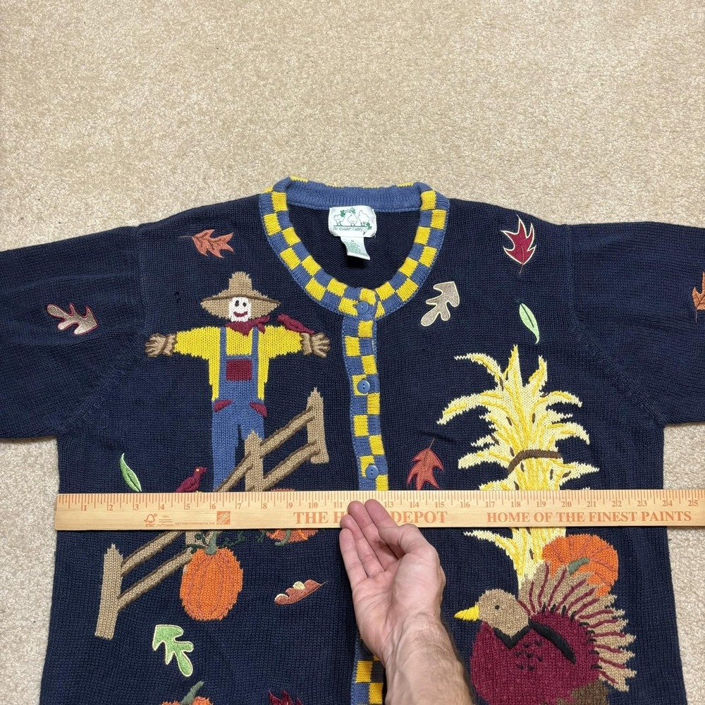Vtg Quacker Factory Cardigan Sweater Womens 1X Autumn Fall Halloween Novelty 90s - Picture 5 of 10